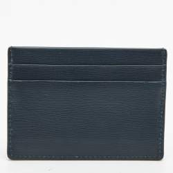 Pre Owned Bottega Veneta Teal Green Leather Card Holder
