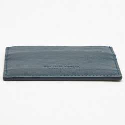 Pre Owned Bottega Veneta Teal Green Leather Card Holder