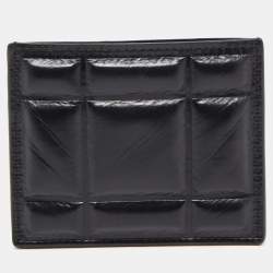 Pre Owned Bottega Veneta Black Padded Intrecciato Leather Card Holder