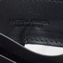 Pre Owned Bottega Veneta Black Intrecciato Leather Card Holder
