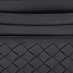 Pre Owned Bottega Veneta Black Intrecciato Leather Card Holder