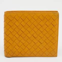 Bottega Veneta Intrecciato 577841 Women,Men Leather Wallet (bi-fold)  Black,Yellow