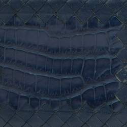 Pre Owned Bottega Veneta Blue Intrecciato Leather and Crocodile Bifold Wallet