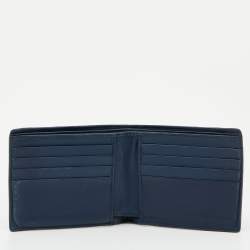 Pre Owned Bottega Veneta Blue Intrecciato Leather and Crocodile Bifold Wallet