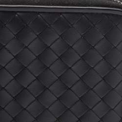 Bottega Veneta Black Intrecciato Leather Zip Around Compact Wallet