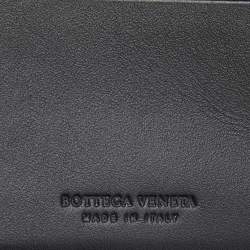 Bottega Veneta Black Intrecciato Leather Zip Around Compact Wallet