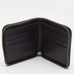 Bottega Veneta Black Intrecciato Leather Zip Around Compact Wallet