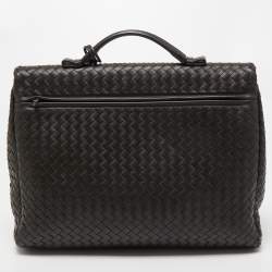 Pre Owned Bottega Veneta Choco Brown Intrecciato Leather Briefcase