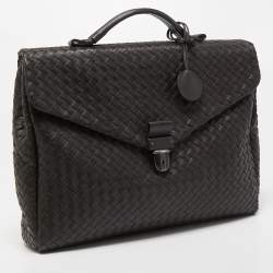 Pre Owned Bottega Veneta Choco Brown Intrecciato Leather Briefcase