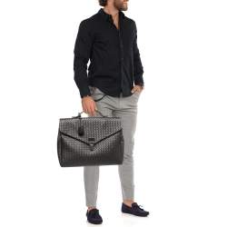 Pre Owned Bottega Veneta Choco Brown Intrecciato Leather Briefcase