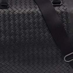 Pre Owned Bottega Veneta Black Intrecciato Leather Weekender Bag