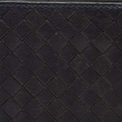 Pre Owned Bottega Veneta Navy Blue Intrecciato Leather Bifold Wallet