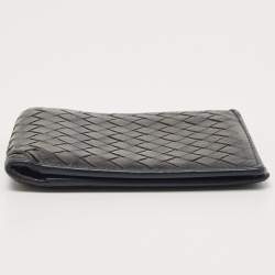 Pre Owned Bottega Veneta Navy Blue Intrecciato Leather Bifold Wallet