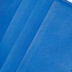 Pre Owned Bottega Veneta Blue Intrecciato Leather Bifold Card Case