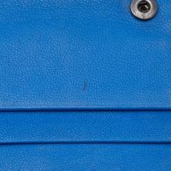 Pre Owned Bottega Veneta Blue Intrecciato Leather Bifold Card Case