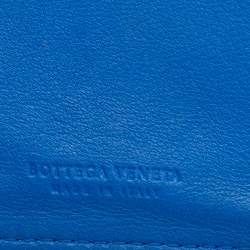 Pre Owned Bottega Veneta Blue Intrecciato Leather Bifold Card Case