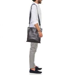 Pre Owned Bottega Veneta Brown Intrecciato Leather Messenger Bag
