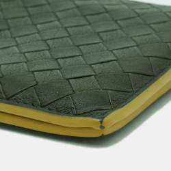 مملوكة مسبقًا Bottega Veneta Olive Green Intrecciato Leather Bifold Wallet