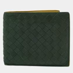 مملوكة مسبقًا Bottega Veneta Olive Green Intrecciato Leather Bifold Wallet