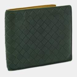 مملوكة مسبقًا Bottega Veneta Olive Green Intrecciato Leather Bifold Wallet