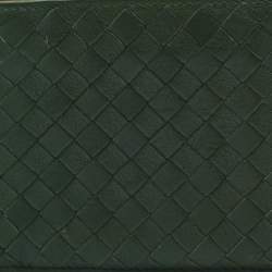 مملوكة مسبقًا Bottega Veneta Olive Green Intrecciato Leather Bifold Wallet