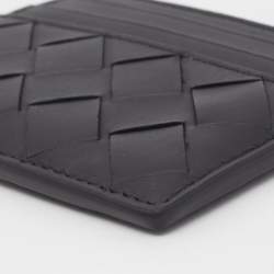 Pre Owned Bottega Veneta Black Intrecciato Leather Card Holder 