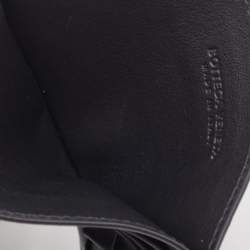 Pre Owned Bottega Veneta Black Intrecciato Leather Card Holder 