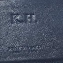 Pre Owned Bottega Veneta Navy Blue Intrecciato Leather Bifold Wallet