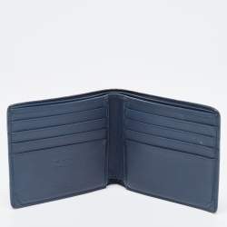 Pre Owned Bottega Veneta Navy Blue Intrecciato Leather Bifold Wallet