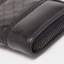 Bottega Veneta Black Intrecciato Leather Zip Coin Purse