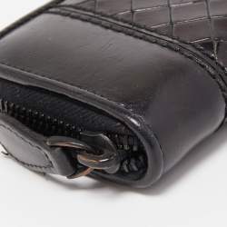 Bottega Veneta Black Intrecciato Leather Zip Coin Purse