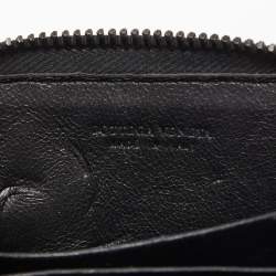 Bottega Veneta Black Intrecciato Leather Zip Coin Purse