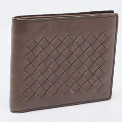 Pre Owned Bottega Veneta Brown Intrecciato Leather Bifold Wallet
