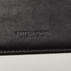 Bottega Veneta Black Intrecciato Karung and Leather Bifold Wallet