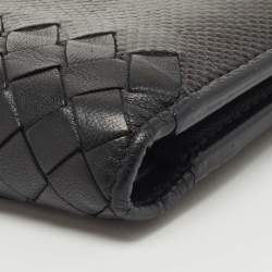 Bottega Veneta Black Intrecciato Karung and Leather Bifold Wallet