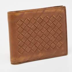 Pre Owned Bottega Veneta Brown Intrecciato Leather Bifold Wallet