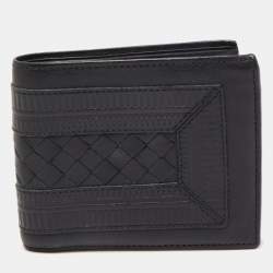Pre Owned Bottega Veneta Black Intrecciato Leather Bifold Wallet