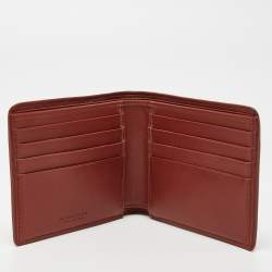 Pre Owned Bottega Veneta Rust Intrecciato Leather Bifold Wallet