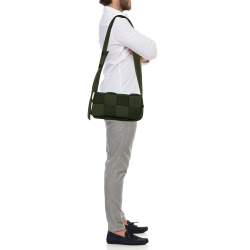 Bottega Veneta Green Intrecciato Nylon Cassette Messenger Bag