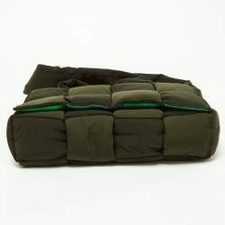Bottega Veneta Green Intrecciato Nylon Cassette Messenger Bag