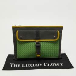 Pre Owned Bottega Veneta Multicolor Nylon Leather Zip Pouch