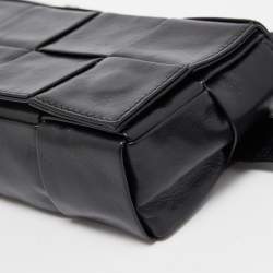 Pre Owned Bottega Veneta Black Intreccio Leather Mini Cassette Belt Bag