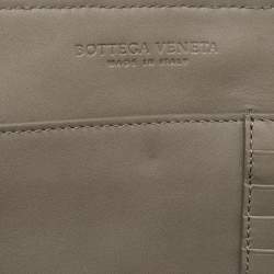 Bottega Veneta Grey Intrecciato Leather Wristlet Clutch 