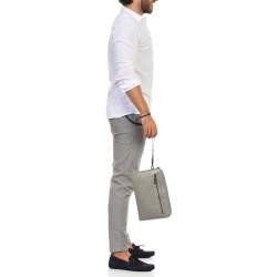 Bottega Veneta Grey Intrecciato Leather Wristlet Clutch 