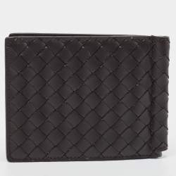 Bottega Veneta Dark Brown Intrecciato Leather Bill Clip Wallet