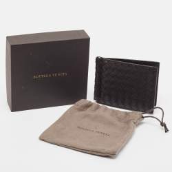 Bottega Veneta Dark Brown Intrecciato Leather Bill Clip Wallet
