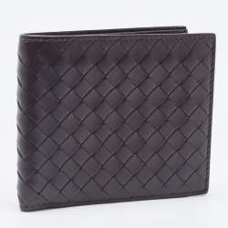 Pre Owned Bottega Veneta Dark Brown Intrecciato Leather Bifold Wallet