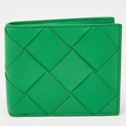 Bottega Veneta Green Intrecciato Leather Bifold Wallet