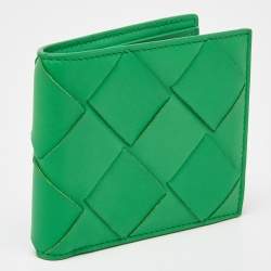 Bottega Veneta Green Intrecciato Leather Bifold Wallet