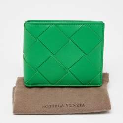 Bottega Veneta Green Intrecciato Leather Bifold Wallet